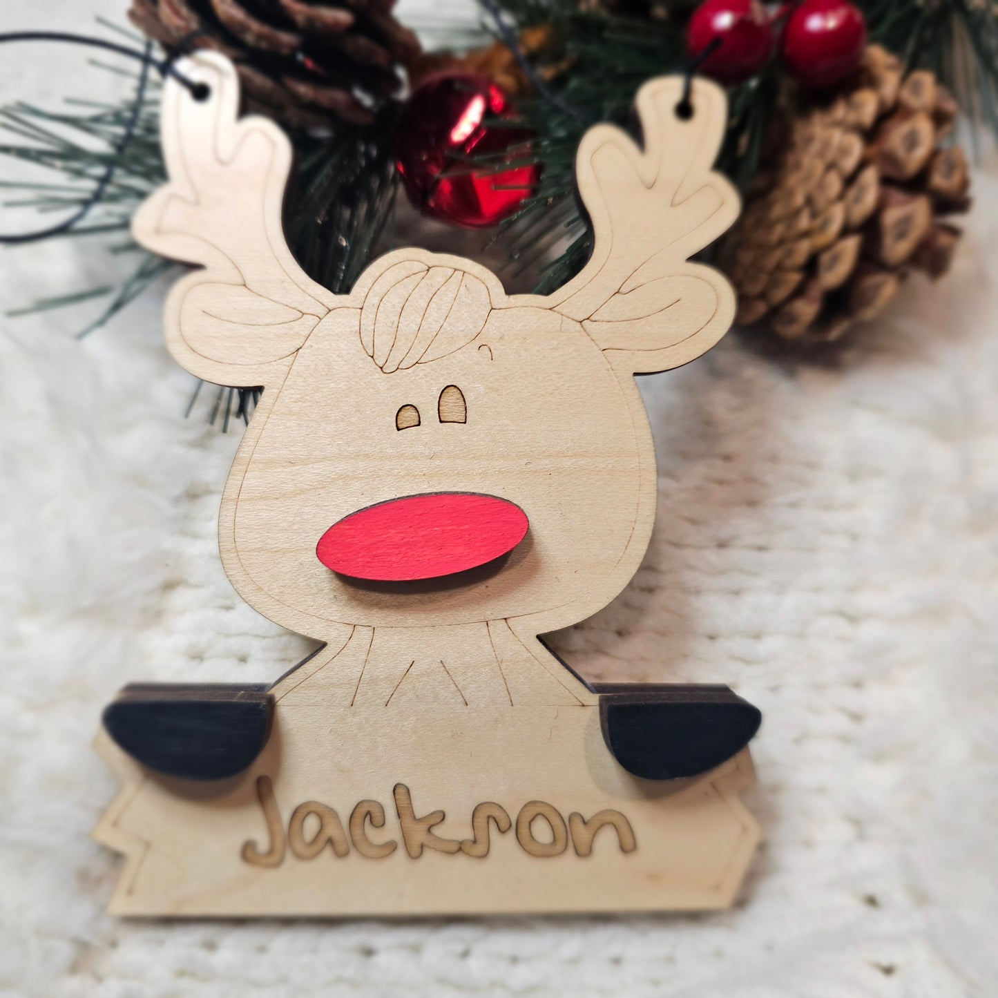 Personalized Reindeer Christmas Ornament – Rudolph Design